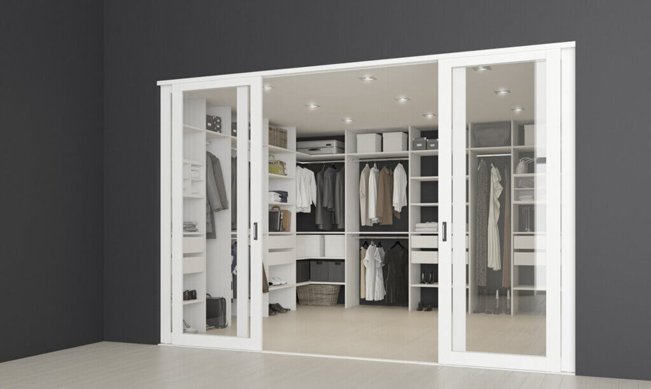 Inspirasjon romdeler - Showstopper hvit med klarglass Inspirasjon romdeler - Showstopper hvit med klarglass